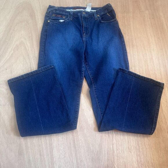 Baby Phat Jeans Womens 18 Dark Wash Bootcut Gold Embroidered Pockets - Picture 1 of 8